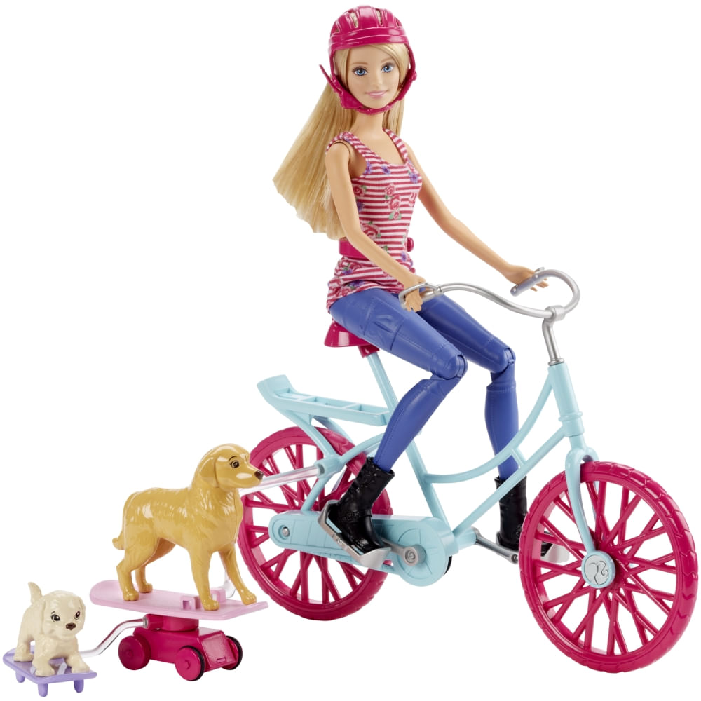 Boneca Barbie Family - Bicicleta Com Pets - MP Brinquedos